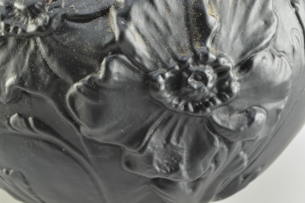 Tiffin Black Satin Glass "Poppy" Vase