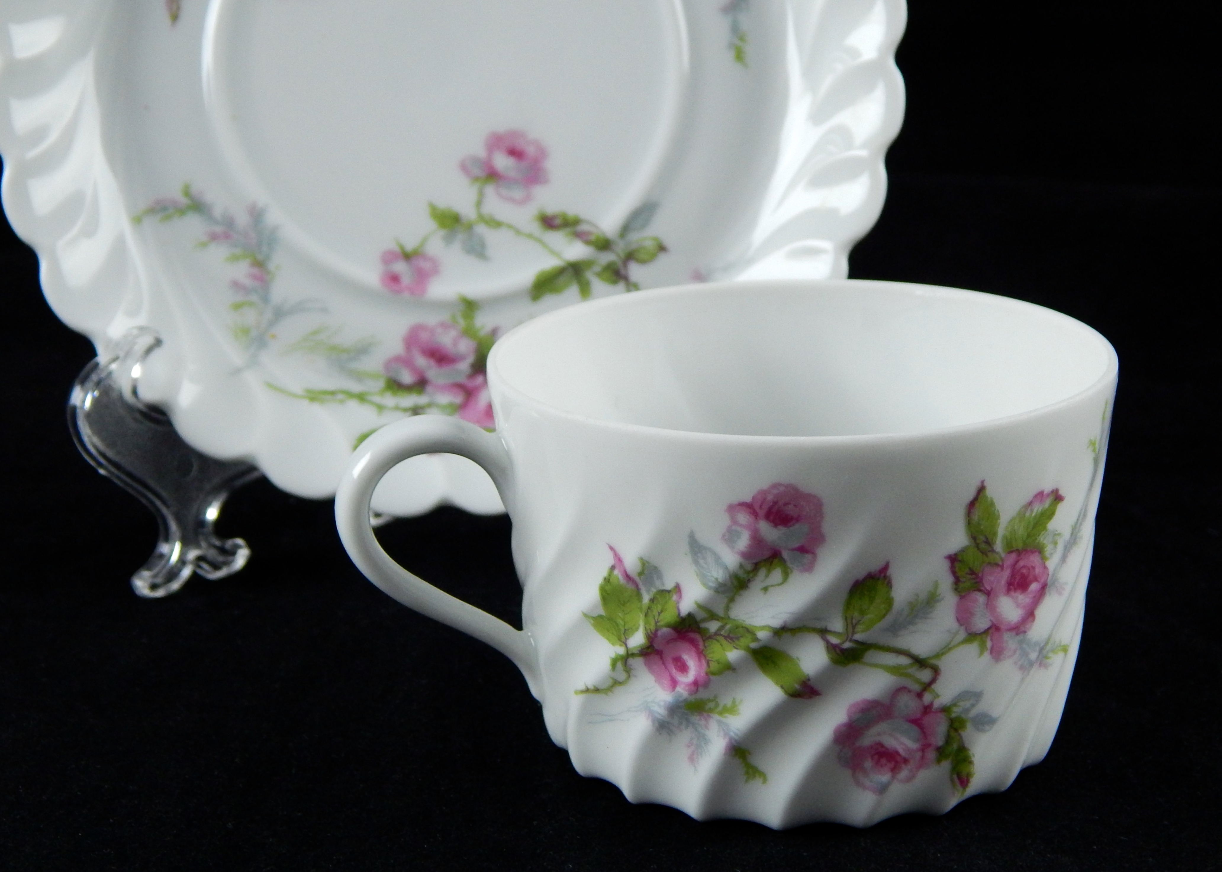 Three Limoges Cups and Saucers