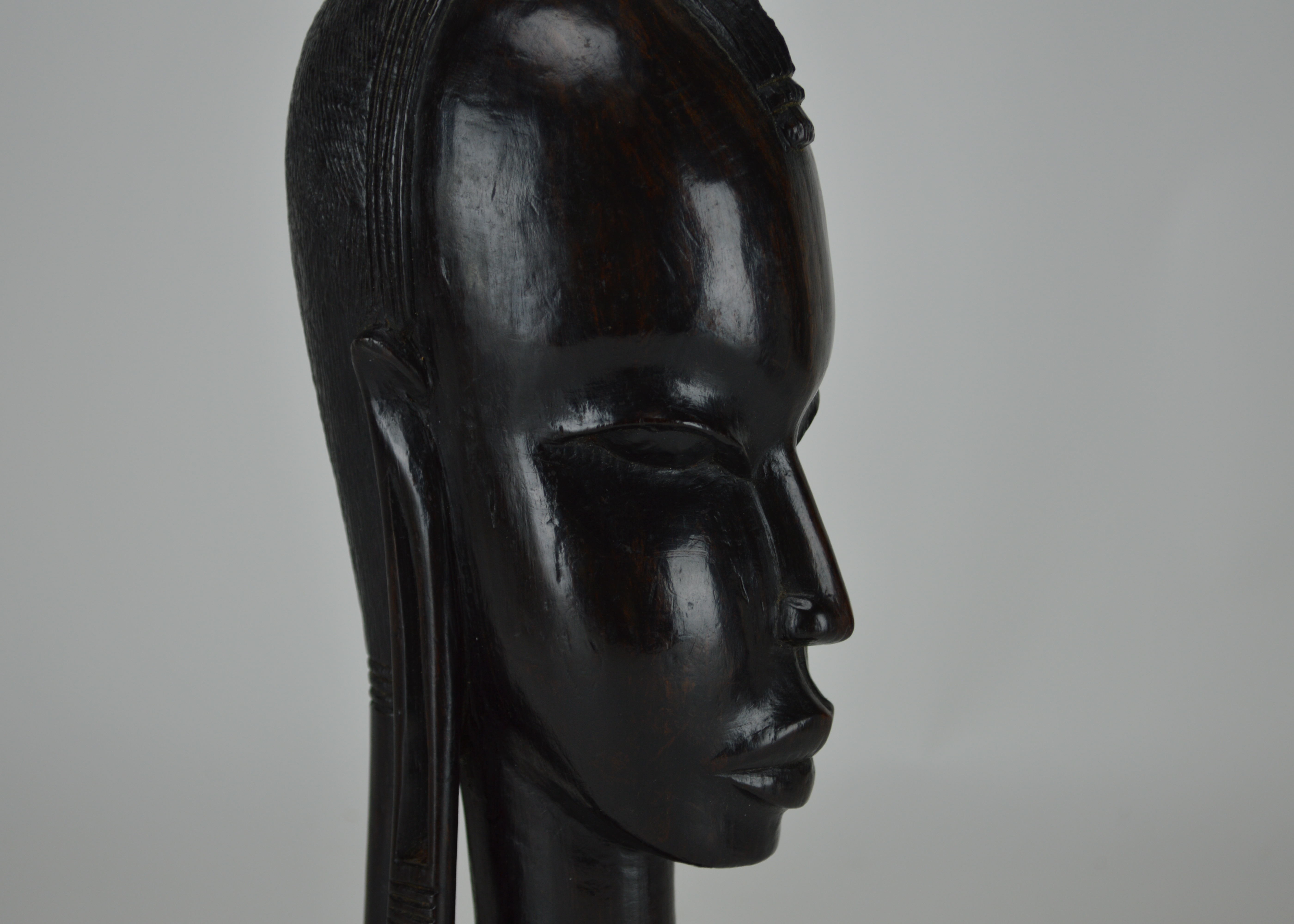 Hand Carved African Style Statue and Metal Candle Holder