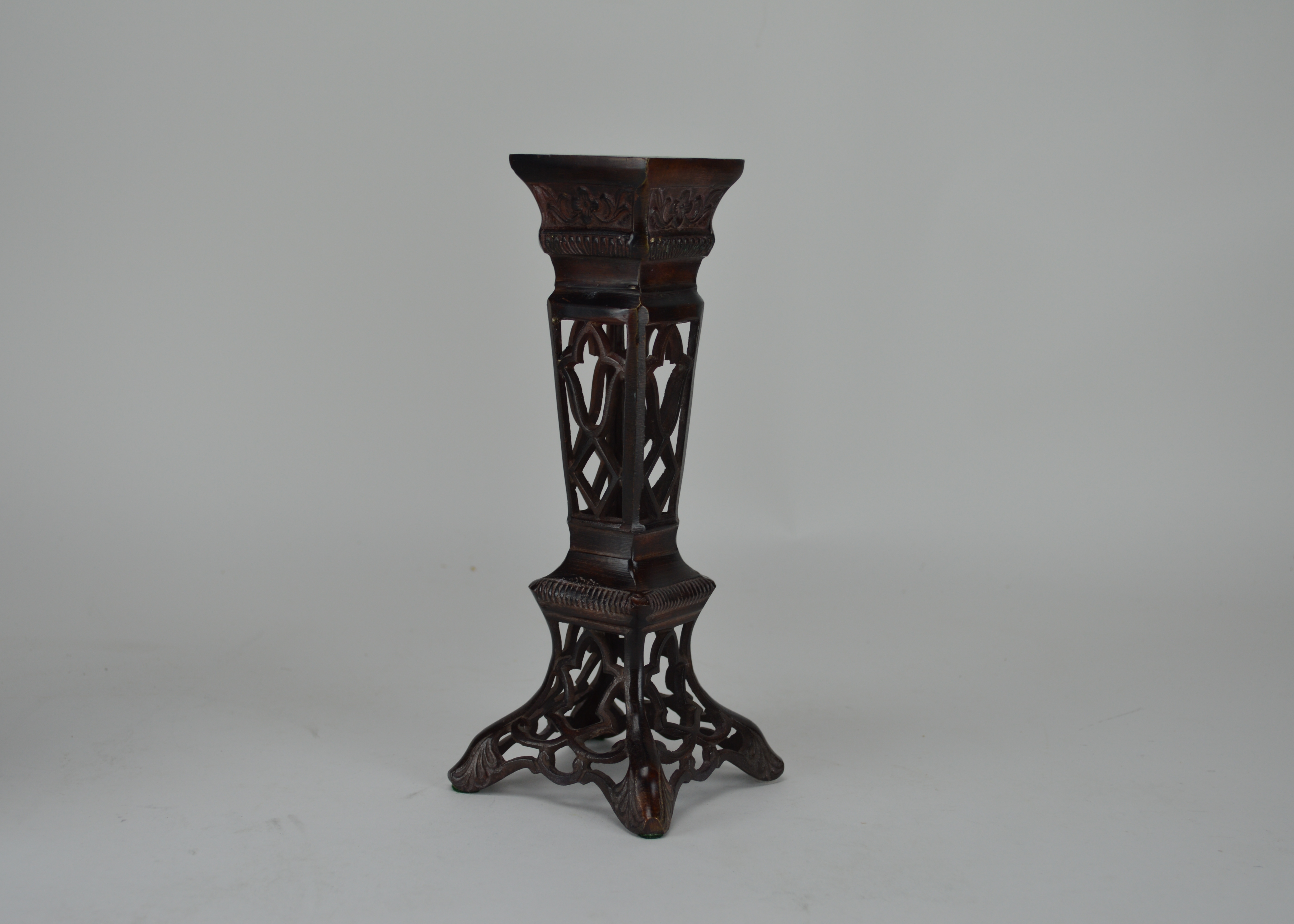 Hand Carved African Style Statue and Metal Candle Holder