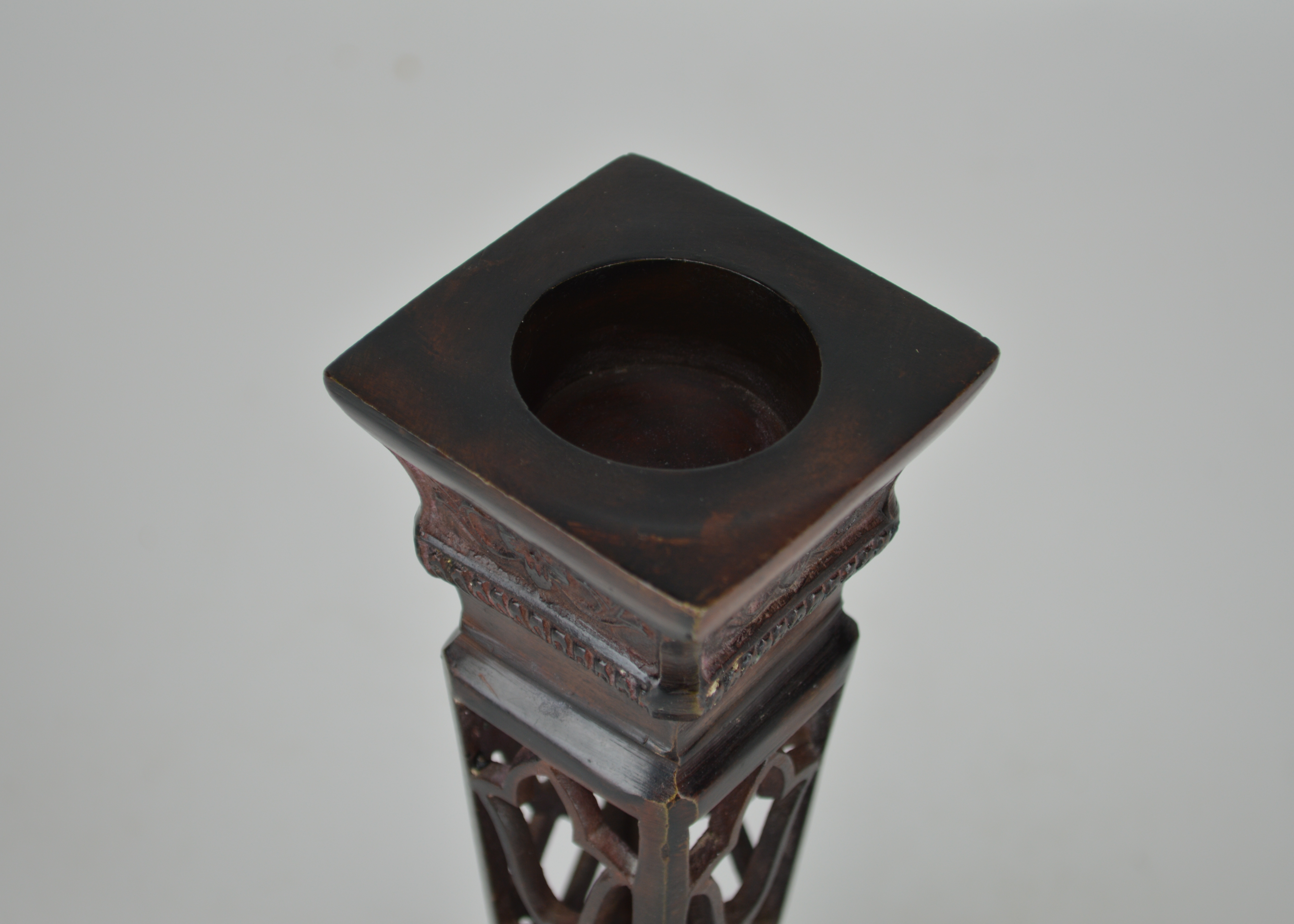 Hand Carved African Style Statue and Metal Candle Holder