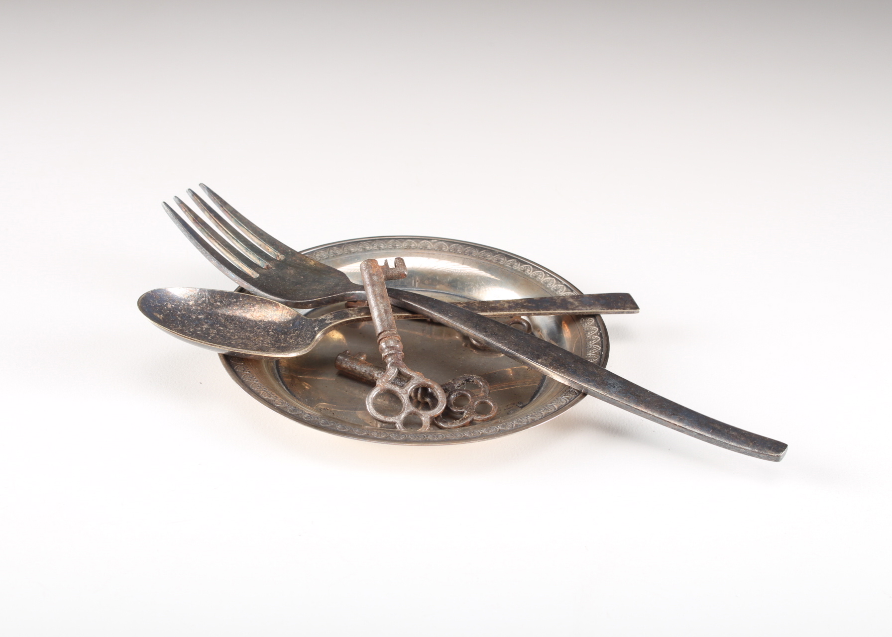 Small Group of Silverplate and Three Keys