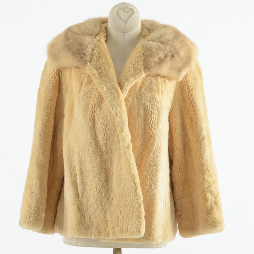 1960s May Cohen's Bleached & Sheared Beaver Fur & Mink Coat
