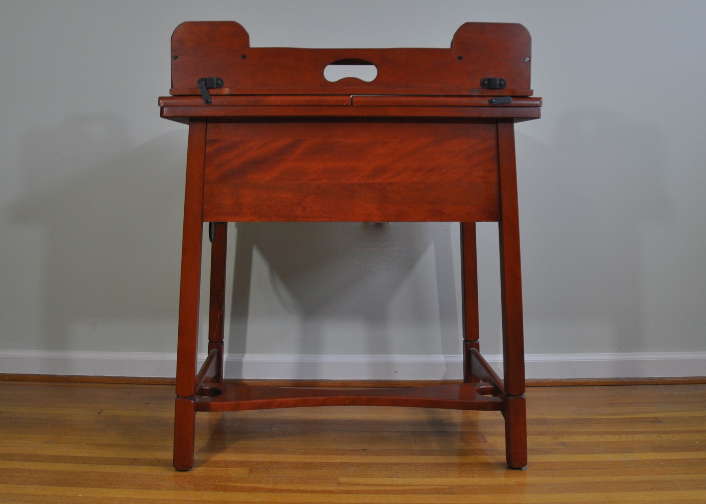 Asian Style Teak Fold Out Sewing Machine Table