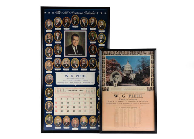 Two 1960s Presidential Themed Advertisement Poster Calendars