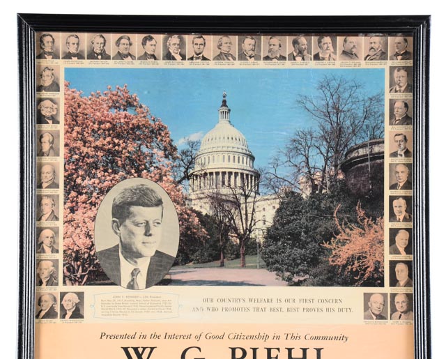 Two 1960s Presidential Themed Advertisement Poster Calendars