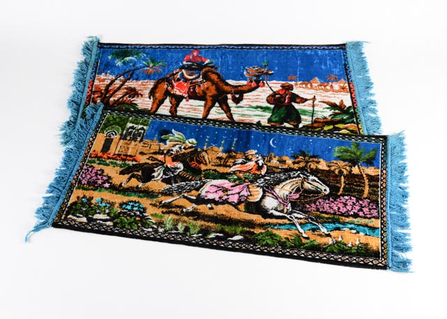 Two Vintage Scenic Wall Tapestry Rugs