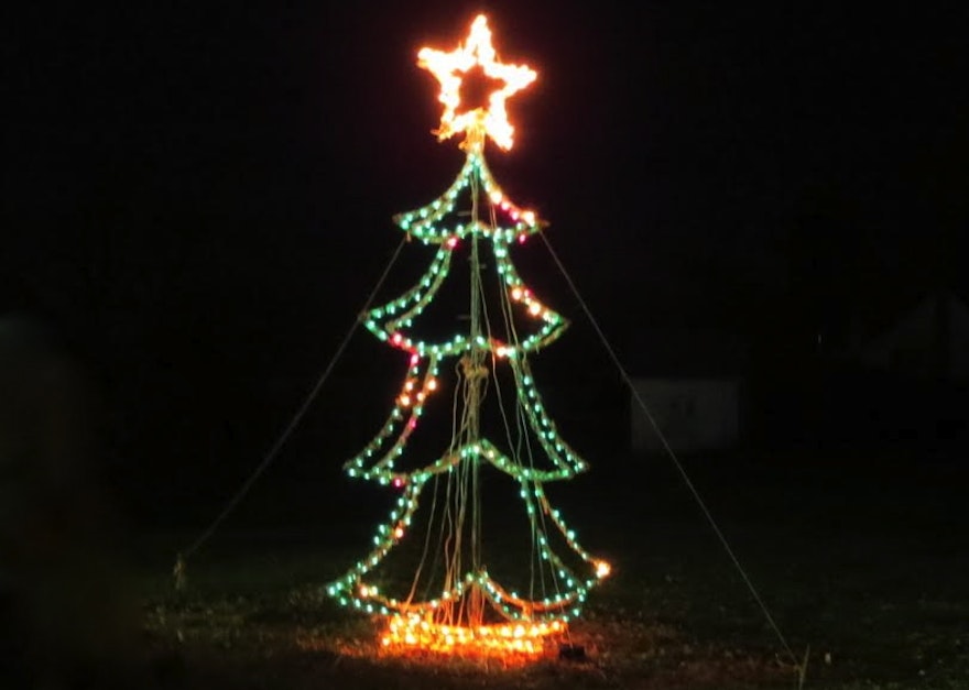 Large Outdoor Lit Wire Frame Christmas Tree
