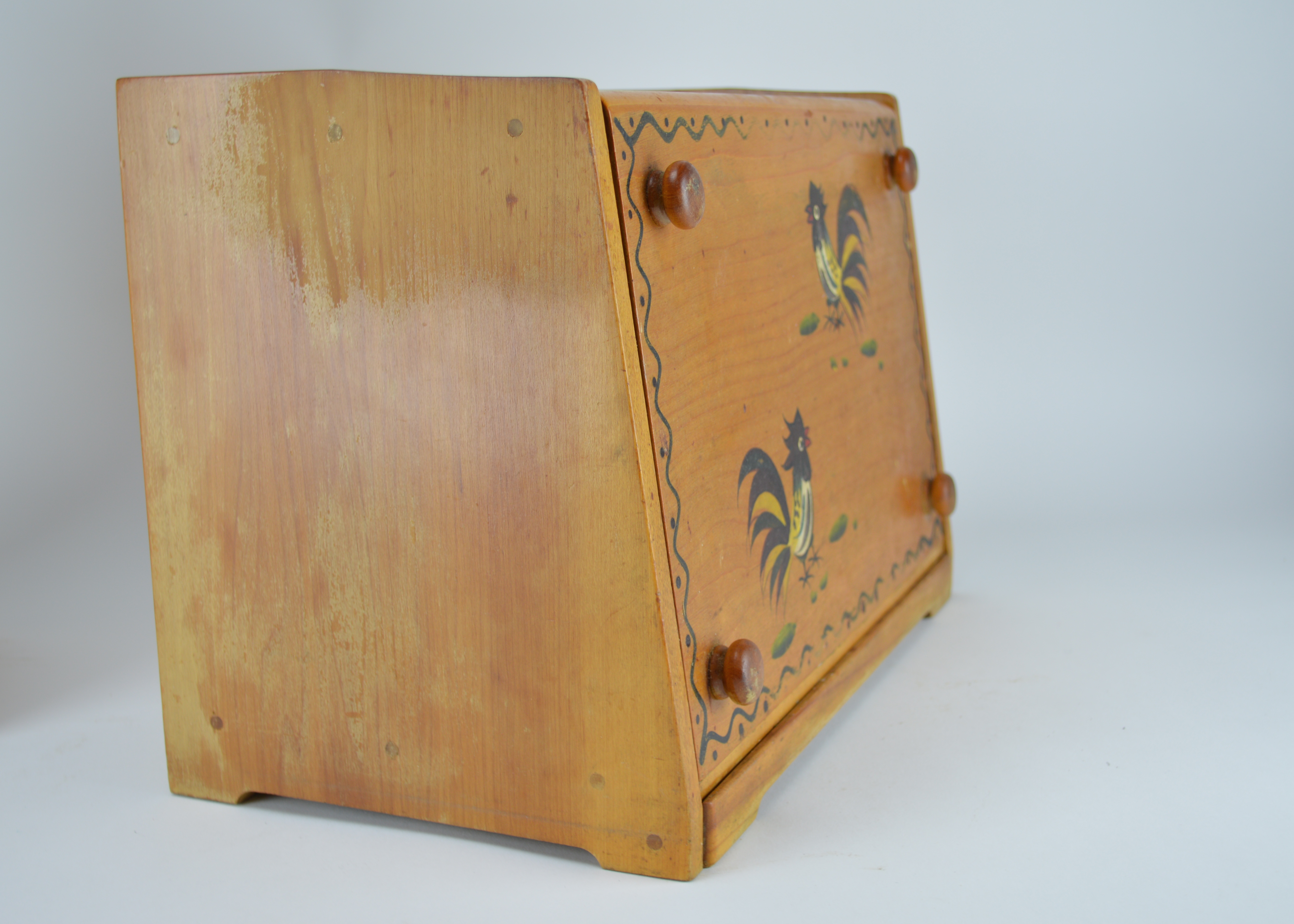 Rooster Themed Wood 'Woodpecker Ware' Canisters and Bread Box