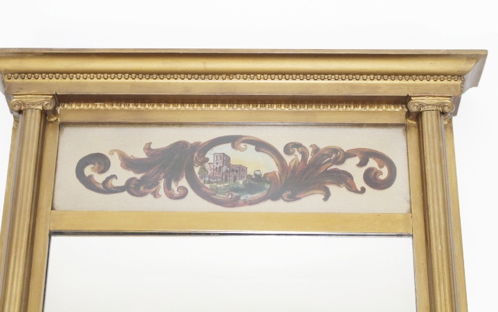 Federal Hall Mirror with Eglomise Reverse Painting