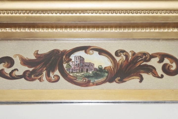 Federal Hall Mirror with Eglomise Reverse Painting