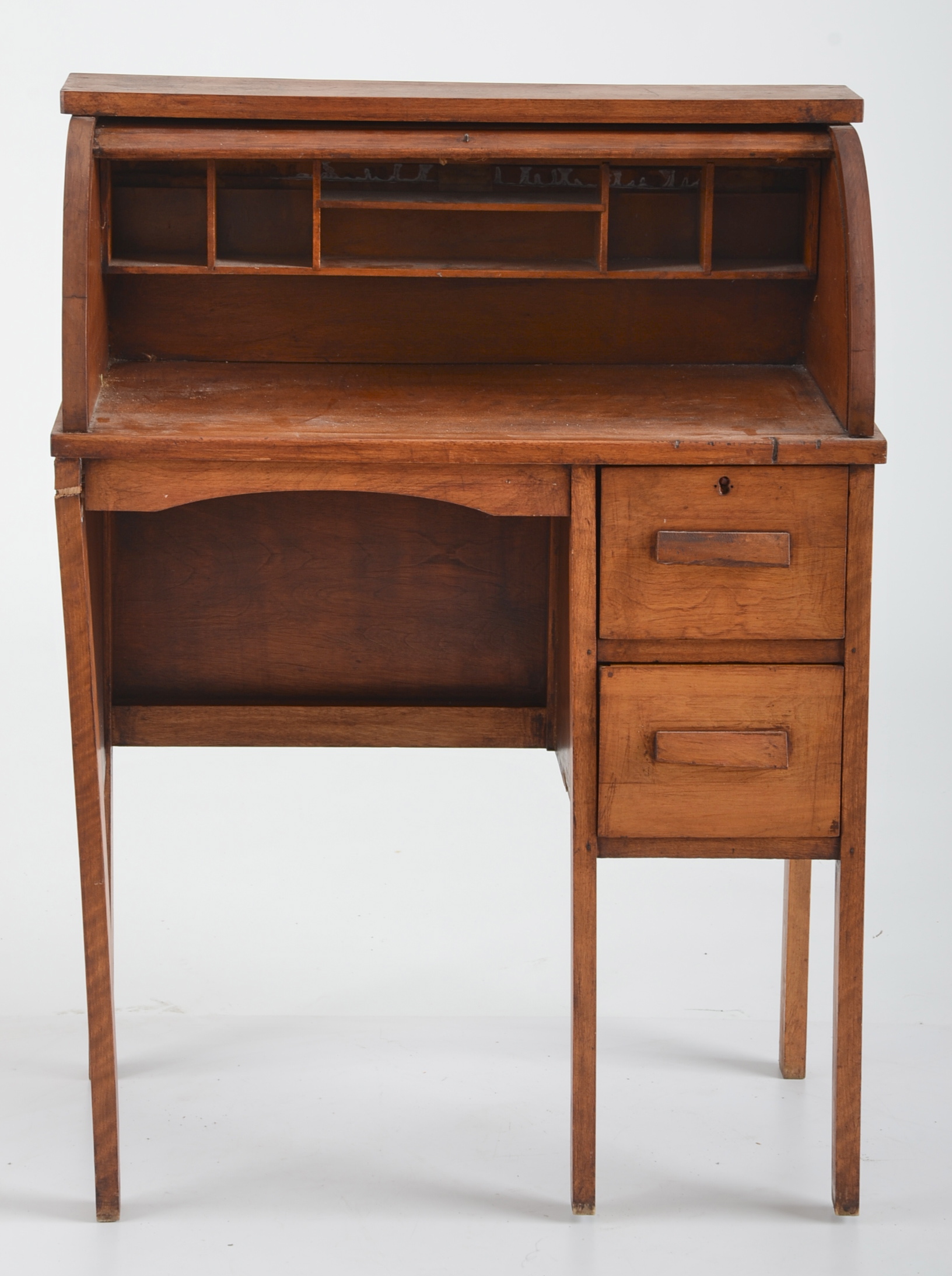 Vintage Miniature Roll-Top Desk and Chair