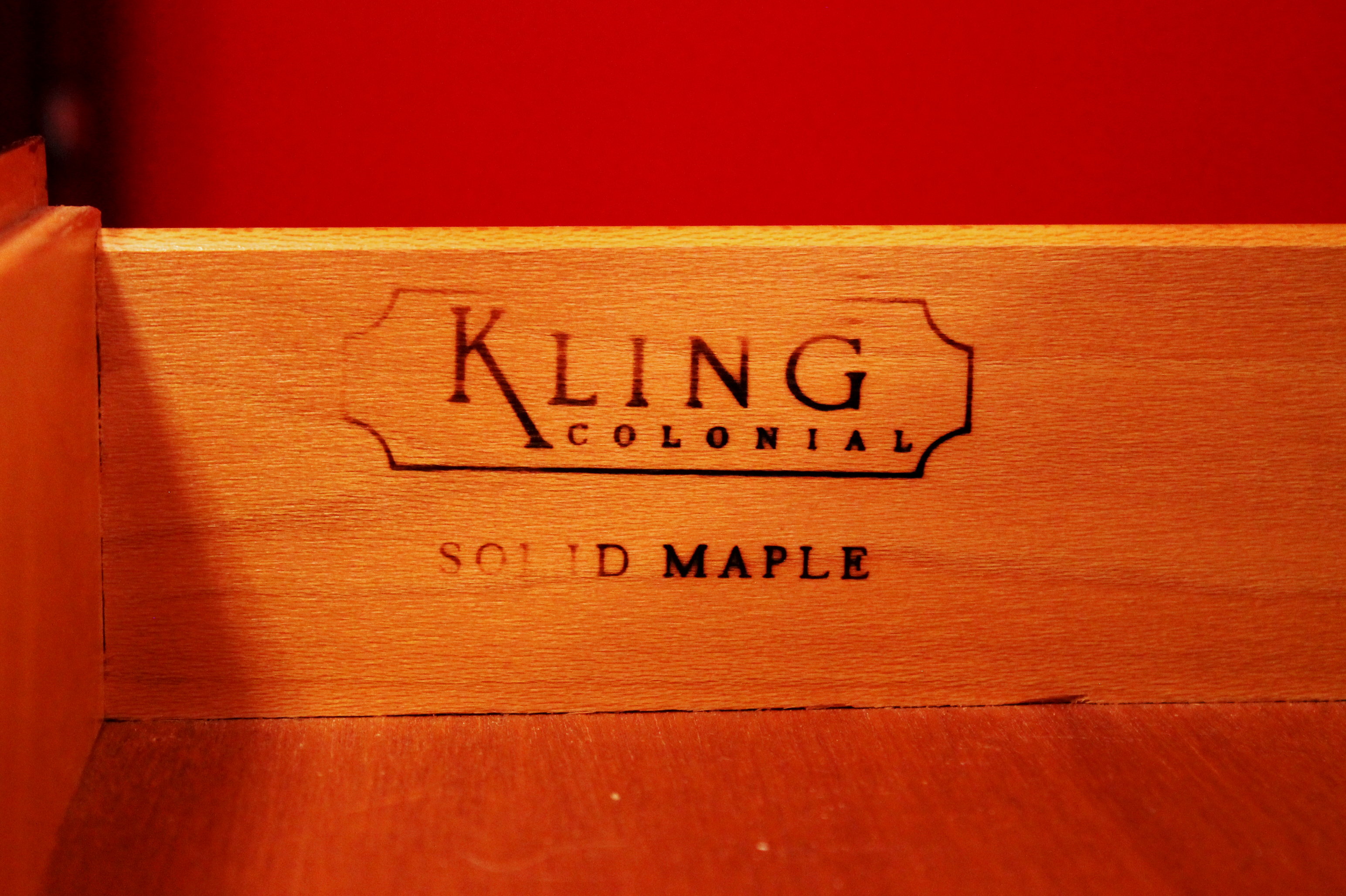 Vintage Kling Colonial Solid Maple Dresser with Framed Mirror