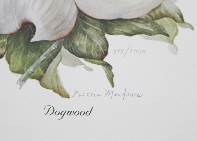 Signed "Dogwood" Print by Nellie Meadows 315/1000