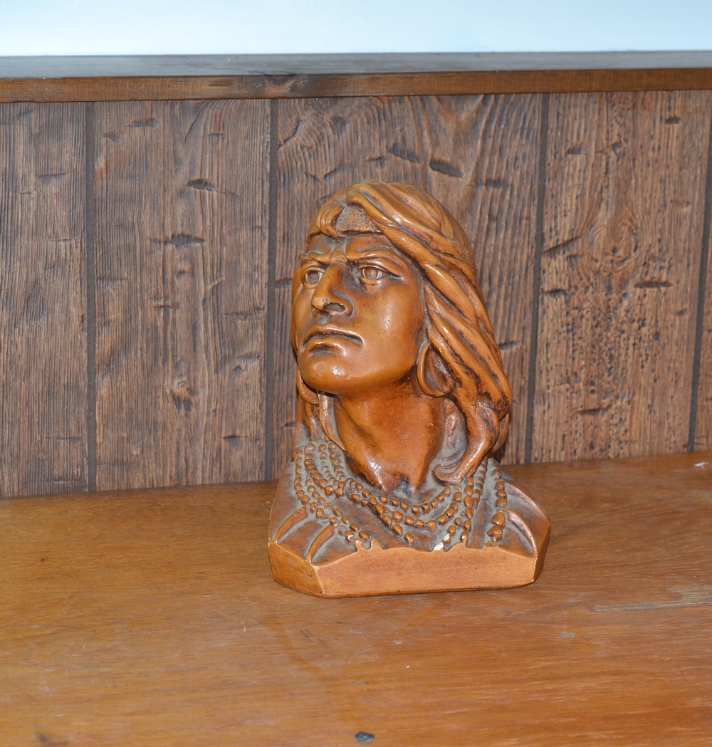 Vintage Chalkware Native American Bust