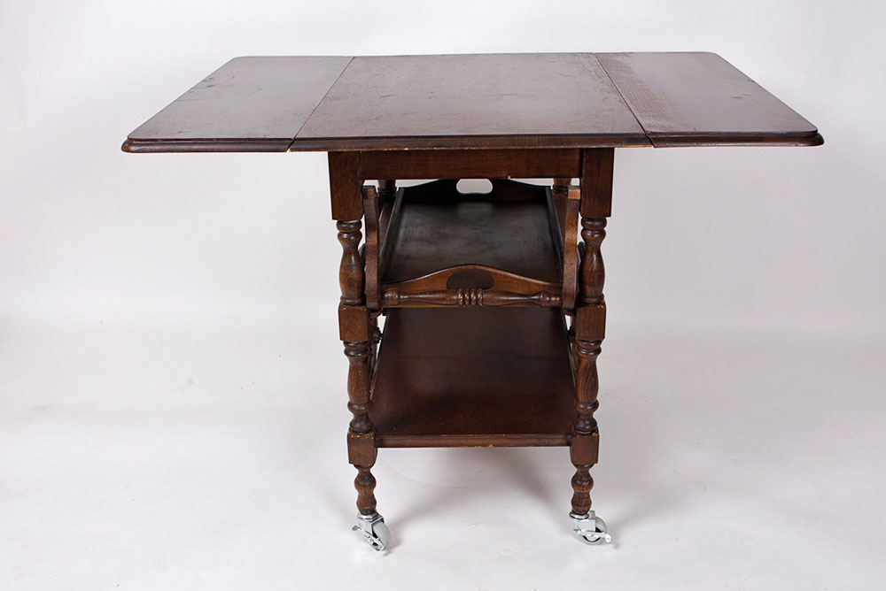 Vintage Wooden Tea Cart on Casters