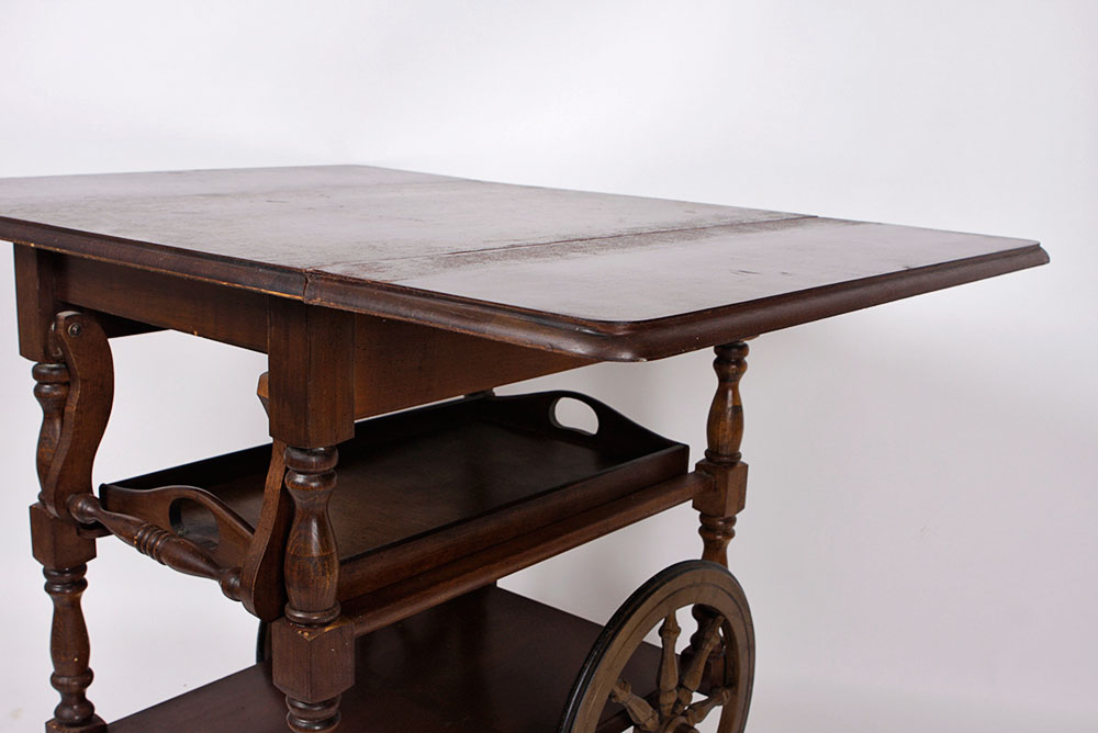 Vintage Wooden Tea Cart on Casters