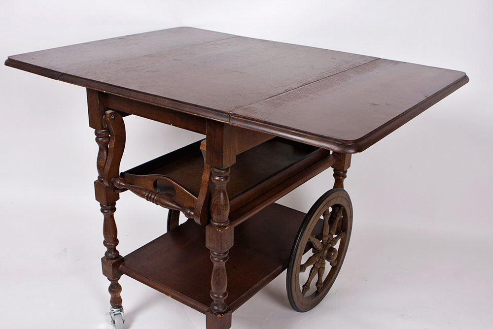 Vintage Wooden Tea Cart on Casters
