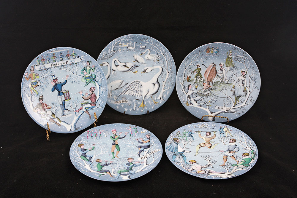 Set of Five Christmas Plates