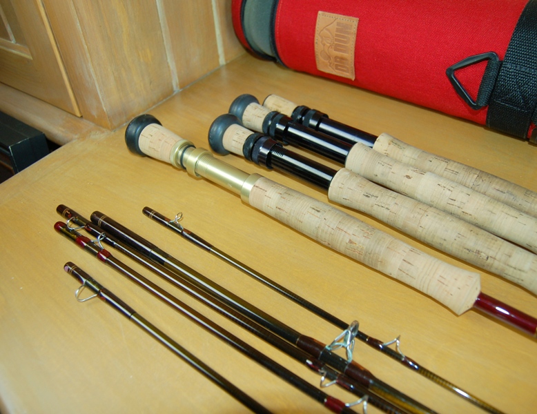 DB Dun Fly Fishing Rod Hard Case and Four Fly Fishing Rods