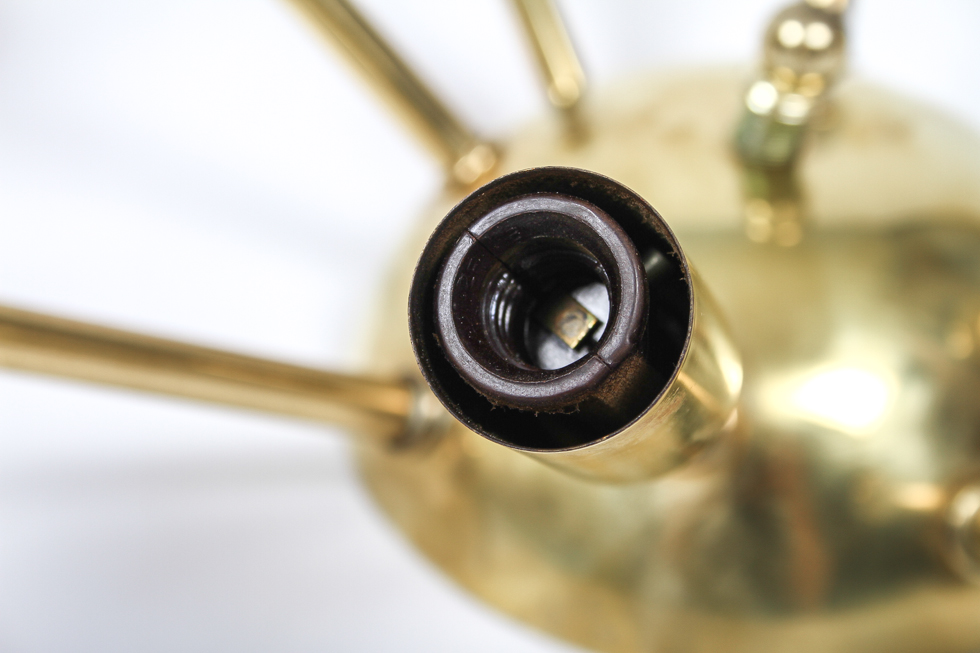 Pair of Vintage Brass Sputnik Semi-Flush Mount Light Fixtures