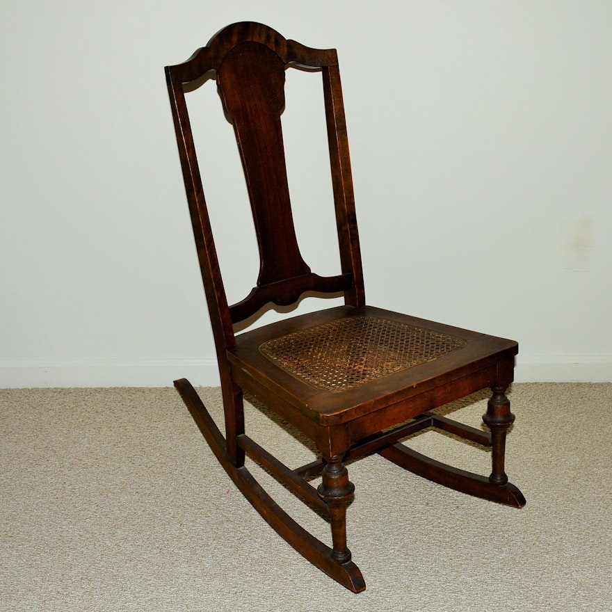 Antique Nursing Rocking Chair with Cane Seat