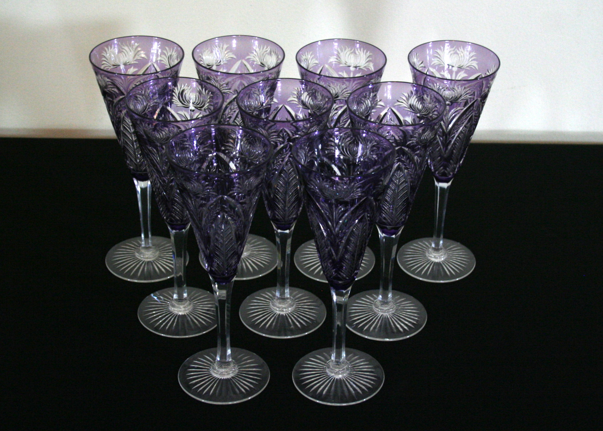 Antique Bohemian Glass Champagne Flutes