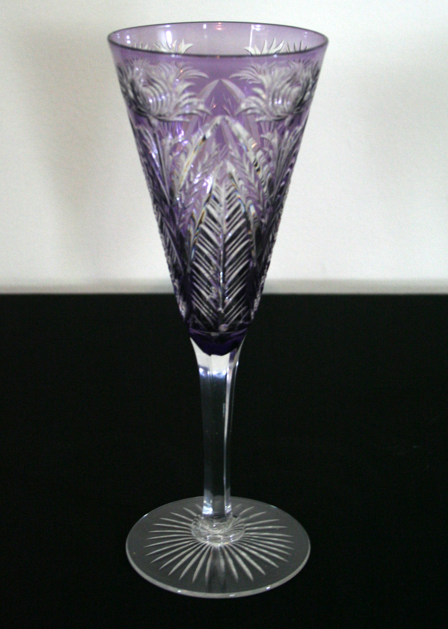 Antique Bohemian Glass Champagne Flutes