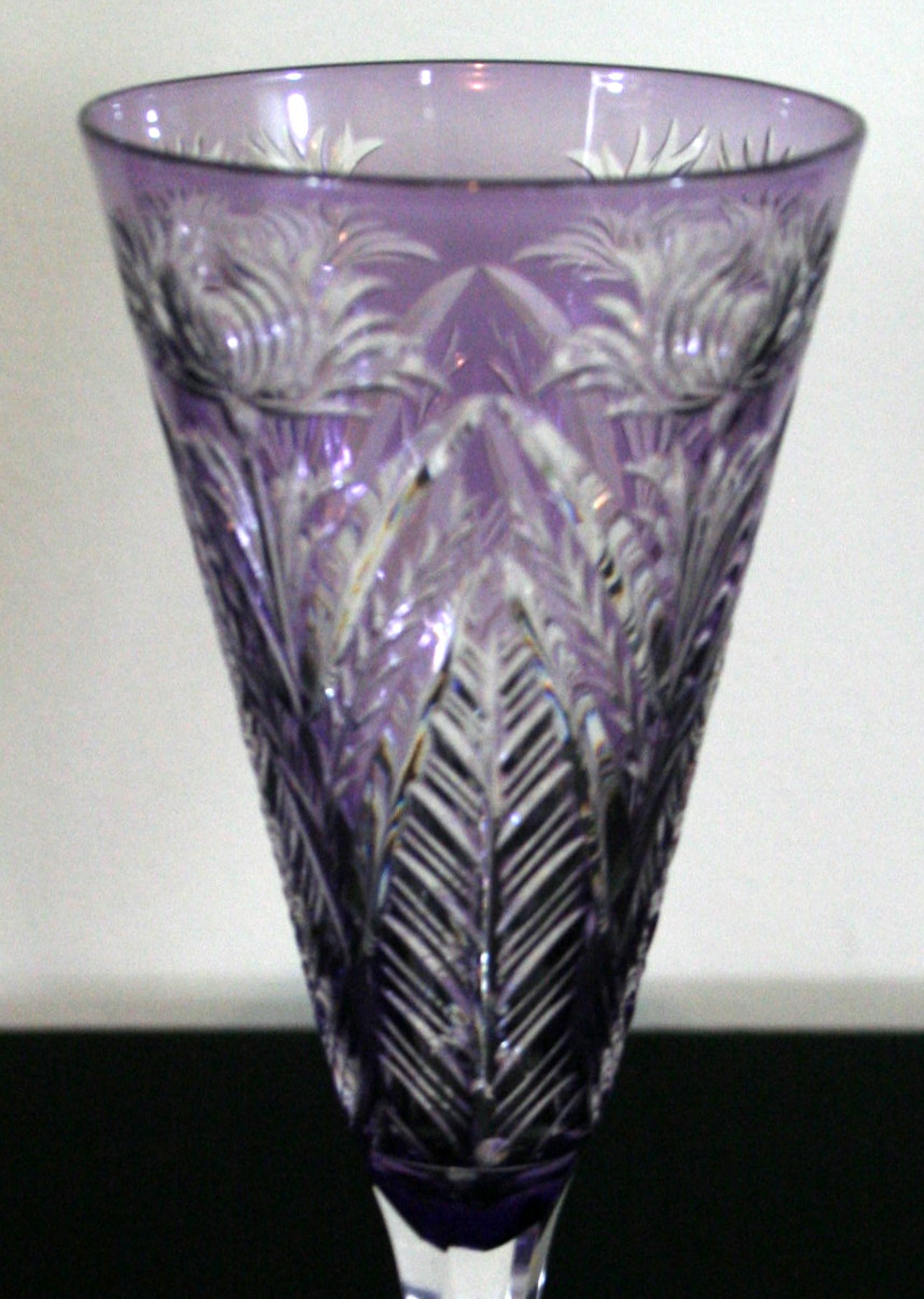 Antique Bohemian Glass Champagne Flutes