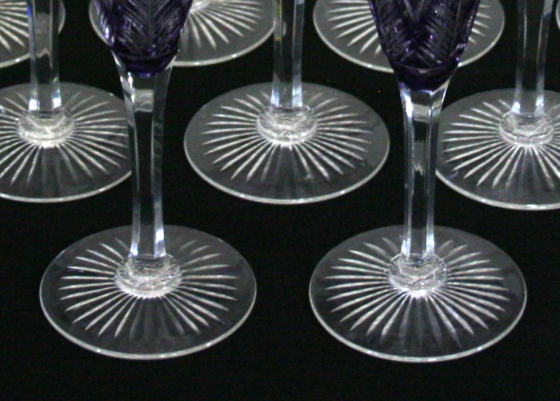 Antique Bohemian Glass Champagne Flutes