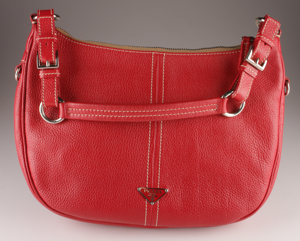 Prada Red Leather Hobo Handbag