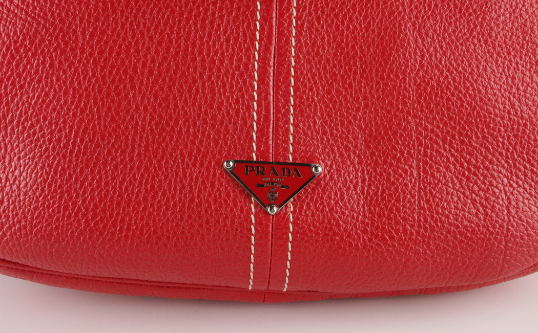 Prada Red Leather Hobo Handbag