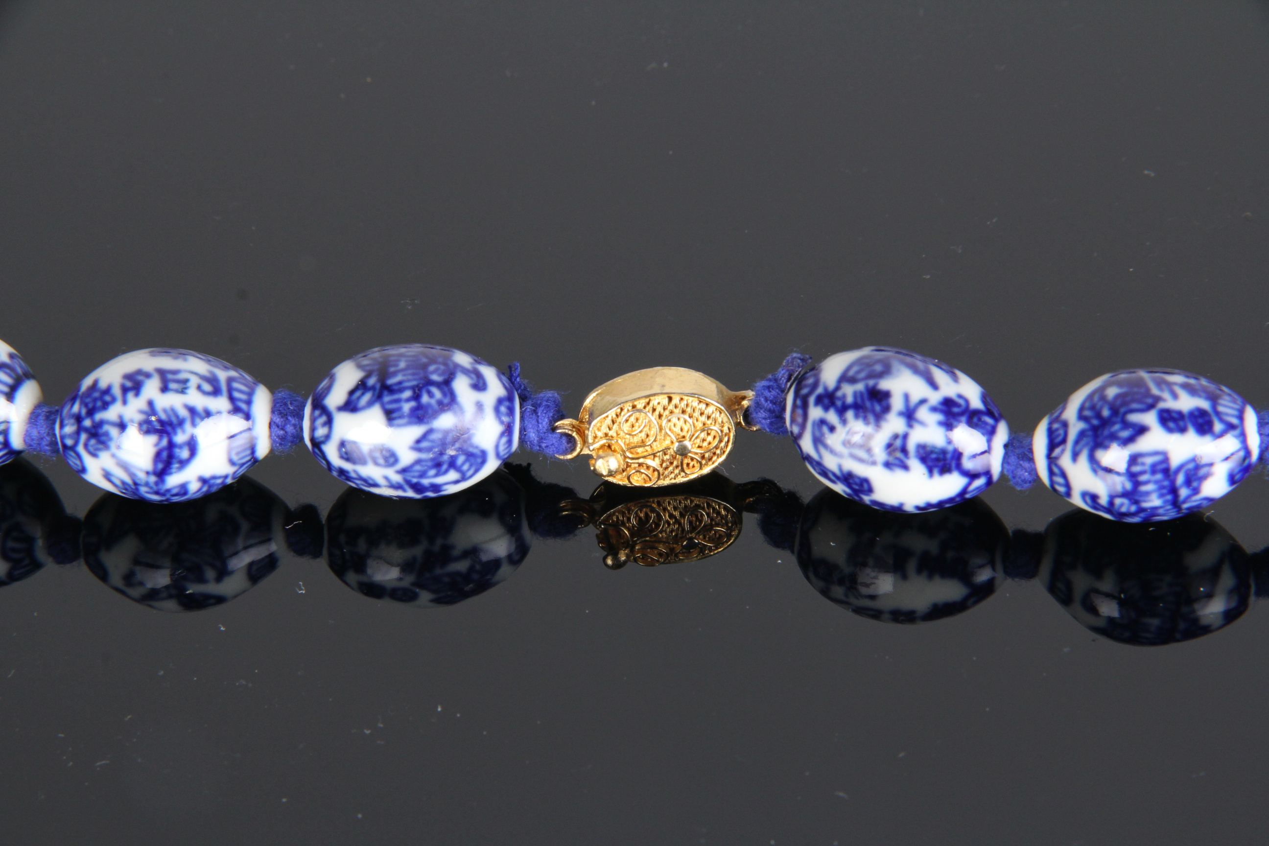 Blue and White China Bead Necklace and Earring Set