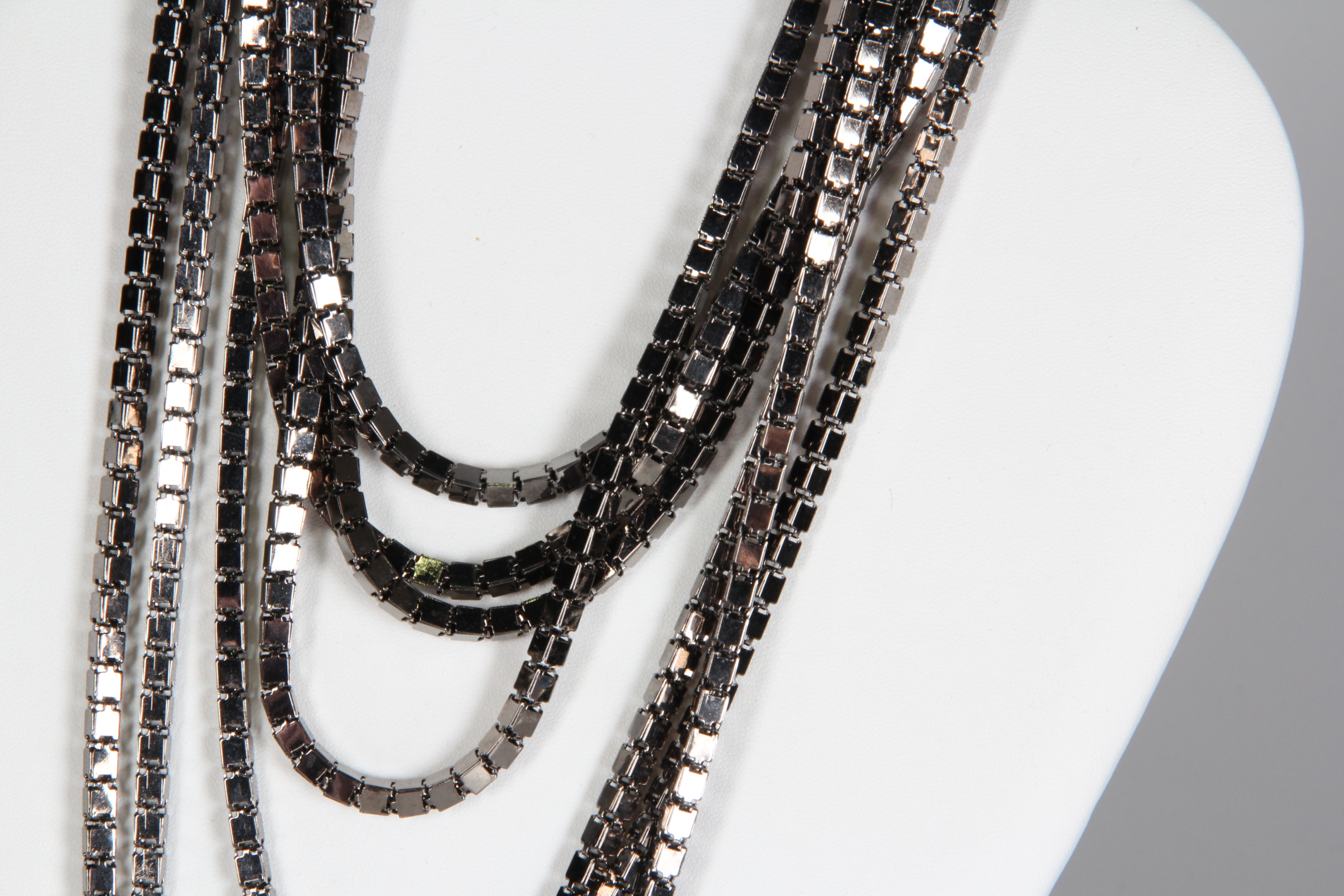 Modern Seven Tiered Gunmetal Necklace