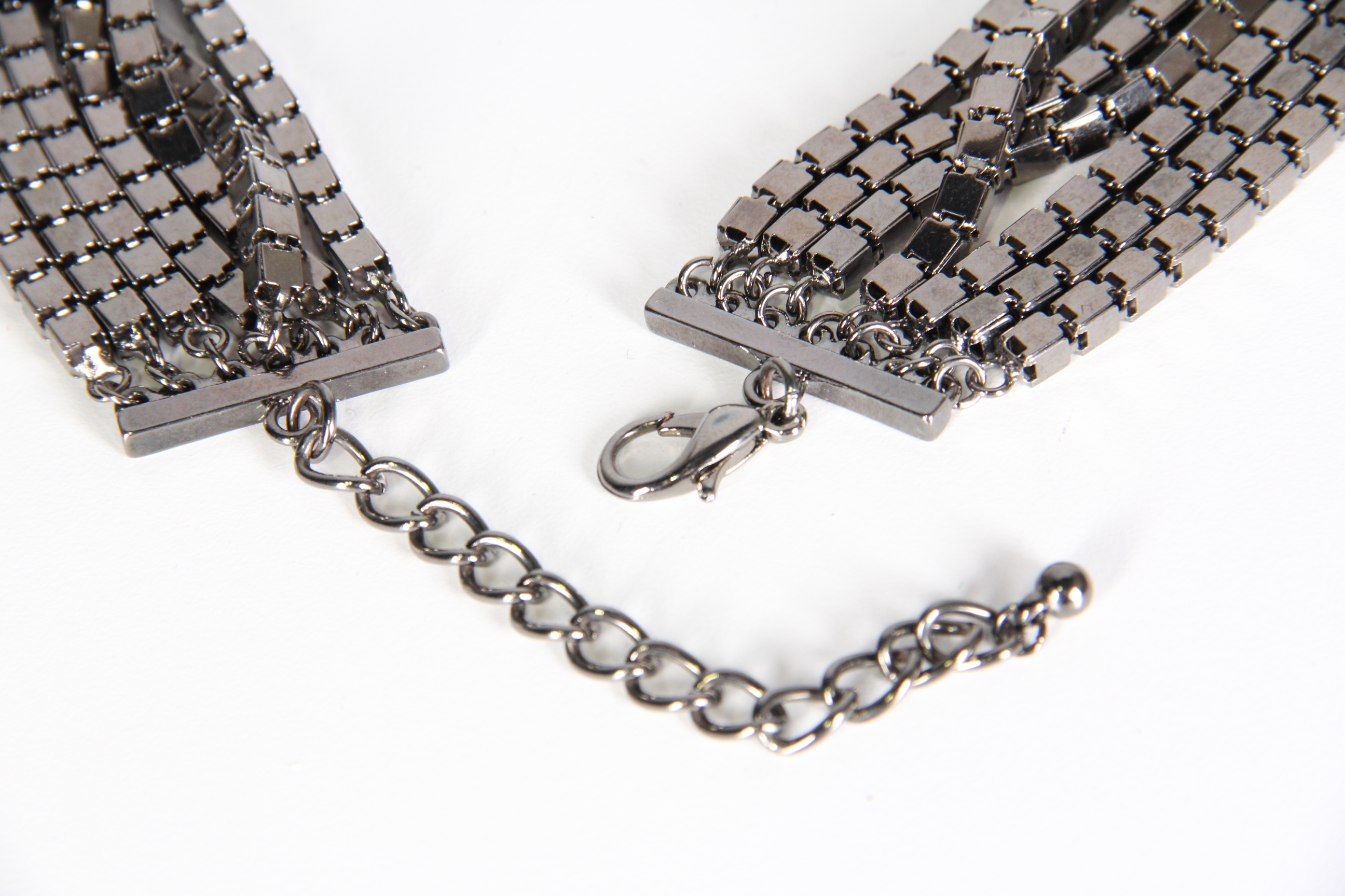 Modern Seven Tiered Gunmetal Necklace