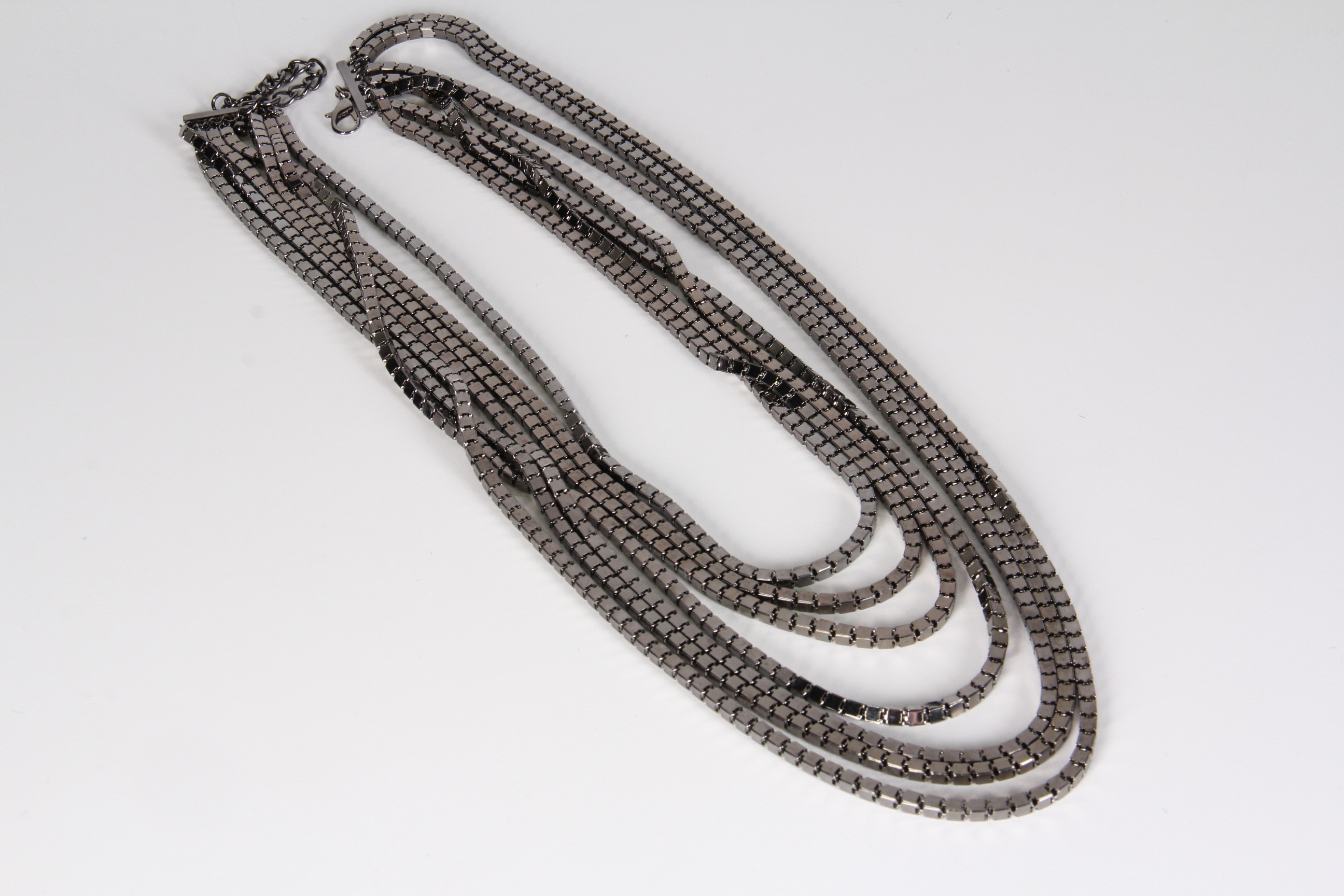 Modern Seven Tiered Gunmetal Necklace