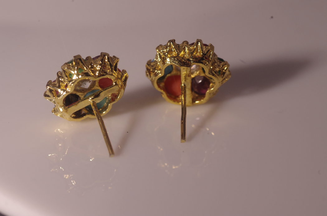 Vintage Cloisonne Miniature Box, Pin and Seven-Planet Earrings