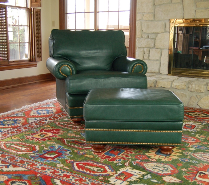 Leathercraft Leather Lounge Chair and Ottoman