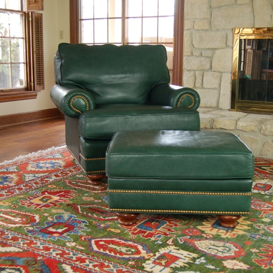 Leathercraft Leather Lounge Chair and Ottoman