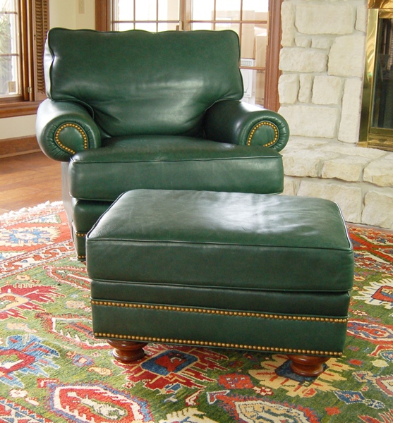 Leathercraft Leather Lounge Chair and Ottoman