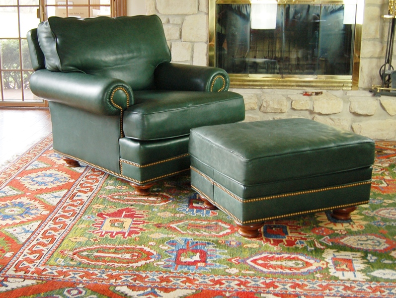 Leathercraft Leather Lounge Chair and Ottoman