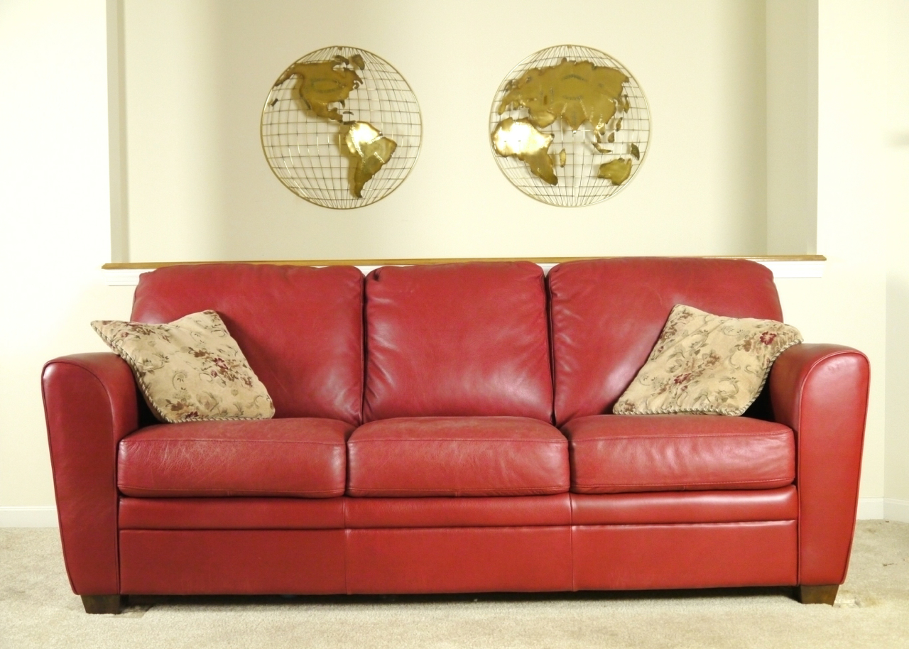 Red Leather Sofa by Natuzzi