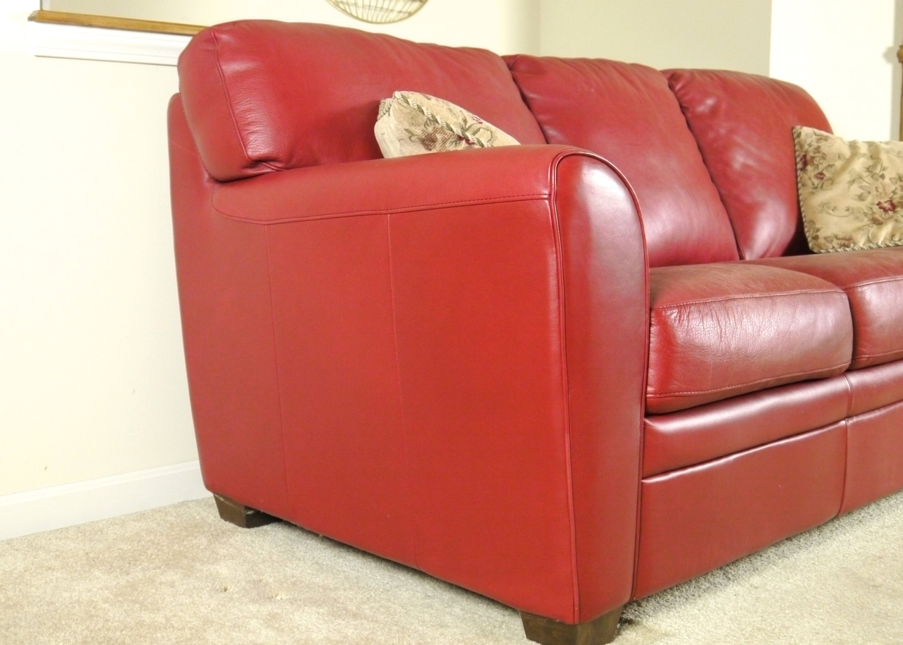 Red Leather Sofa by Natuzzi