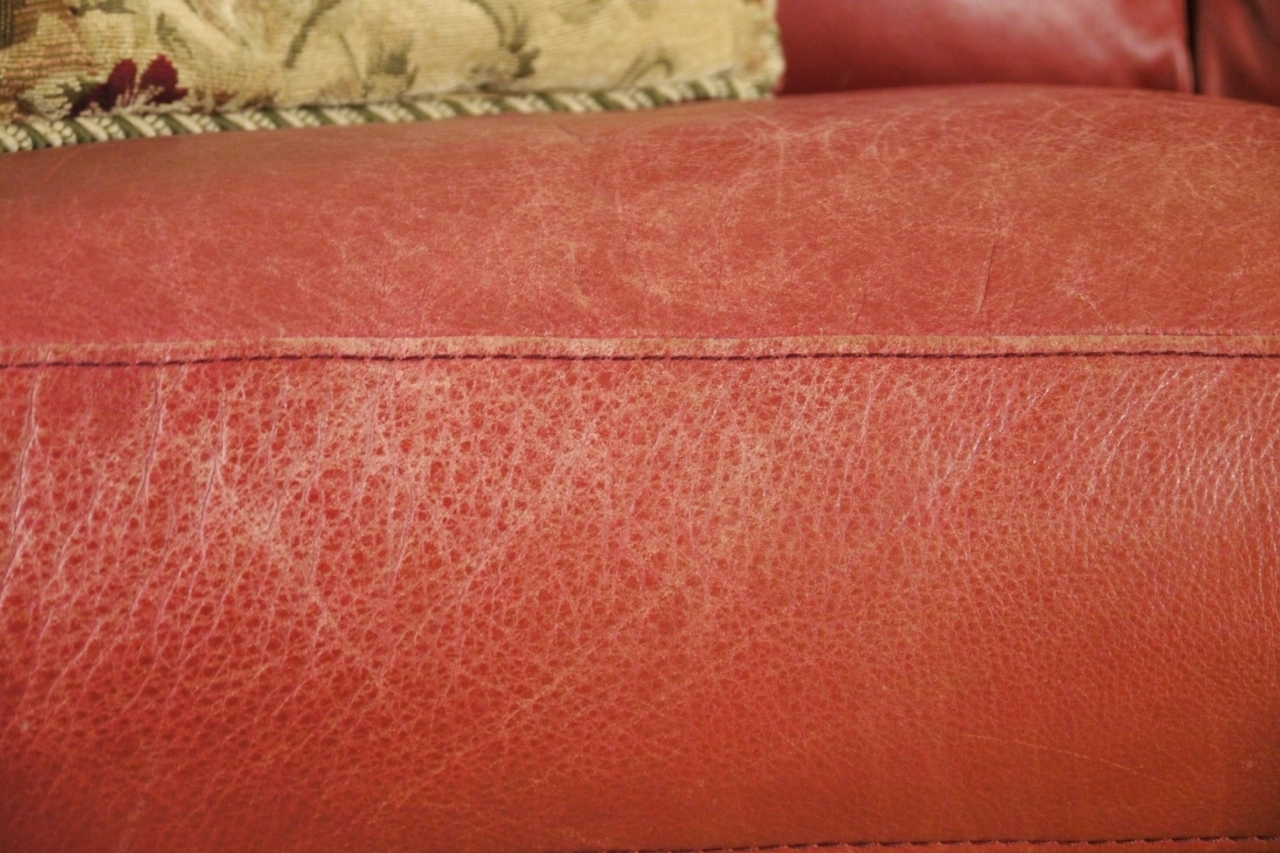 Red Leather Sofa by Natuzzi