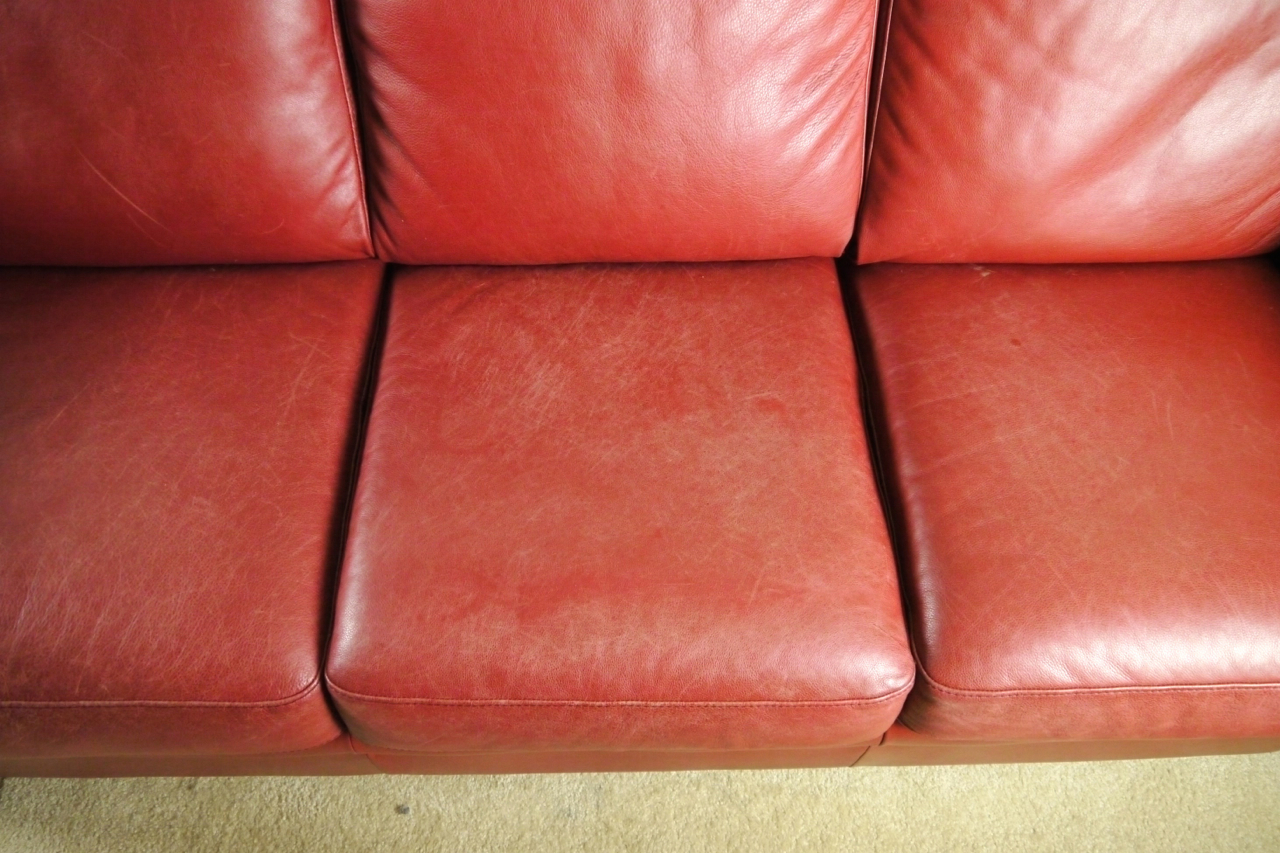 Red Leather Sofa by Natuzzi