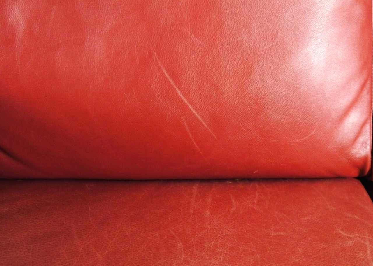 Red Leather Sofa by Natuzzi