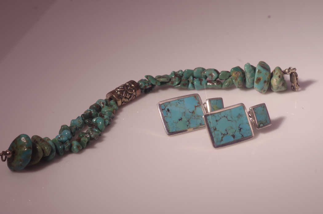 Sterling Silver and Turquoise Bracelet and Earrings