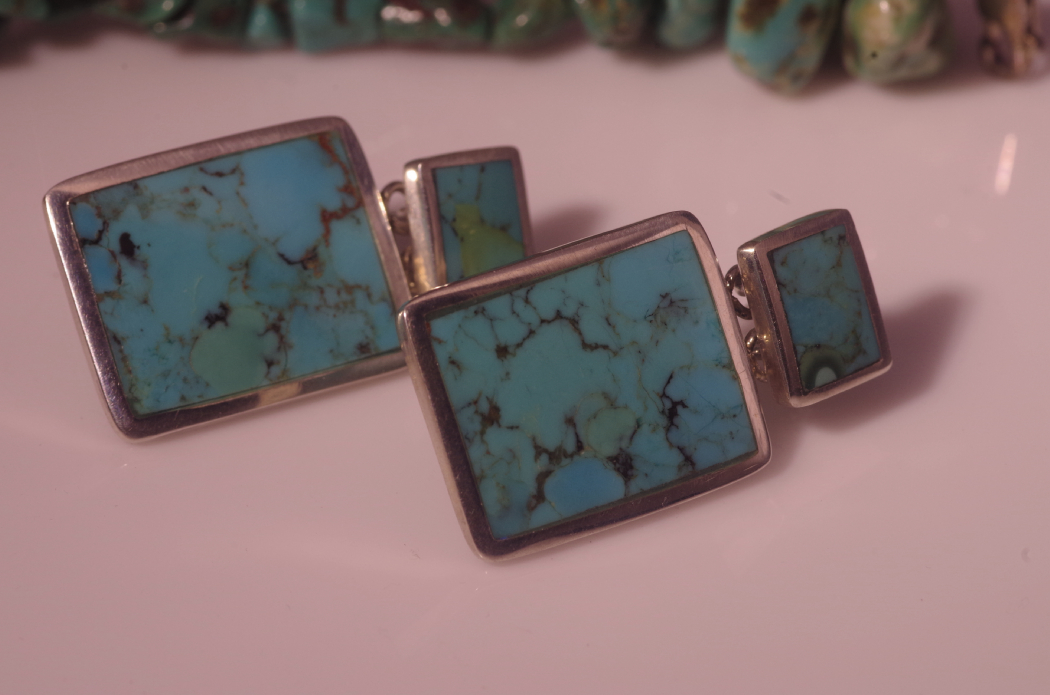 Sterling Silver and Turquoise Bracelet and Earrings