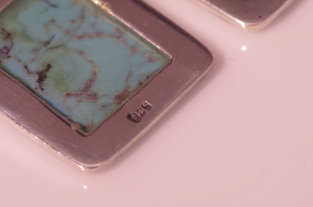 Sterling Silver and Turquoise Bracelet and Earrings