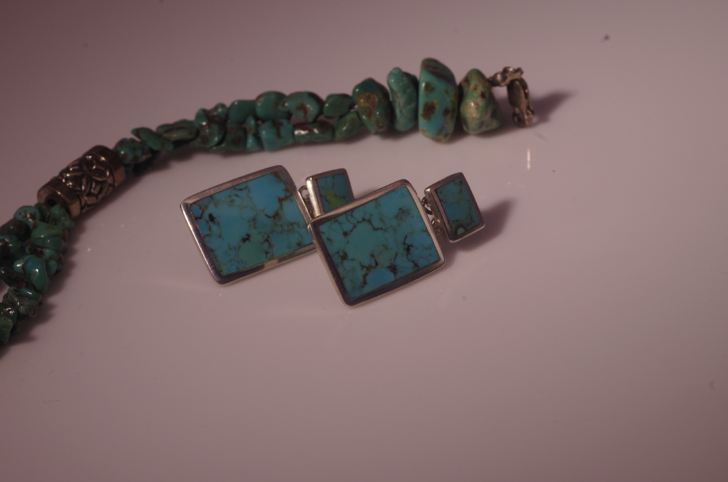 Sterling Silver and Turquoise Bracelet and Earrings